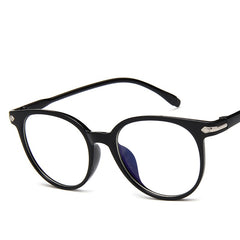 Round Frame Clear Lens Glasses Rivet Decor Eyewear