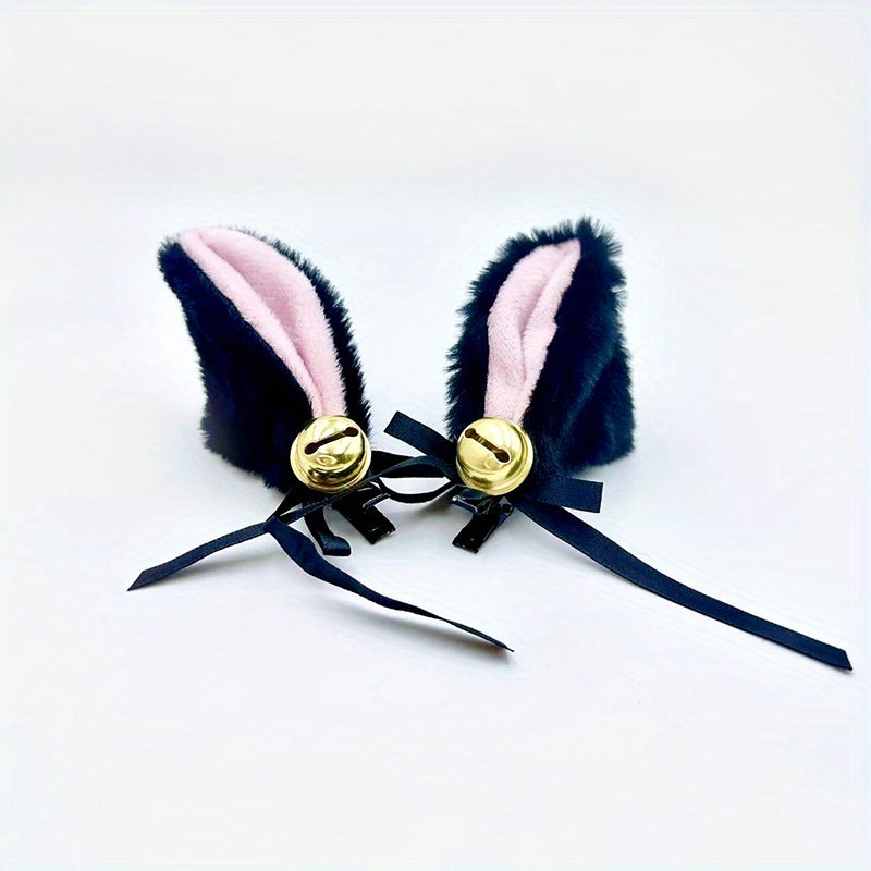 Cat Ears Hair Clip With Bell Cosplay Roleplay Hair Accessories