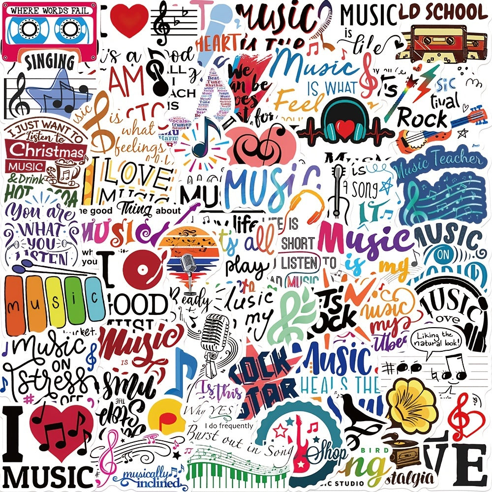 50 Inspirational Music Stickers for Suitcases Notebooks Waterproof