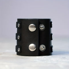 Men's Leather Wrist Guard Wide Square Buckle