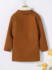 Girls' Warm Shawl Collar Overcoat Outerwear