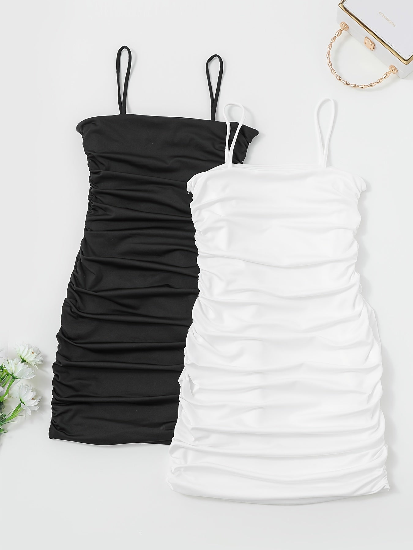 2pcs Bodycon Cami Dress Set Casual for Spring & Summer Women