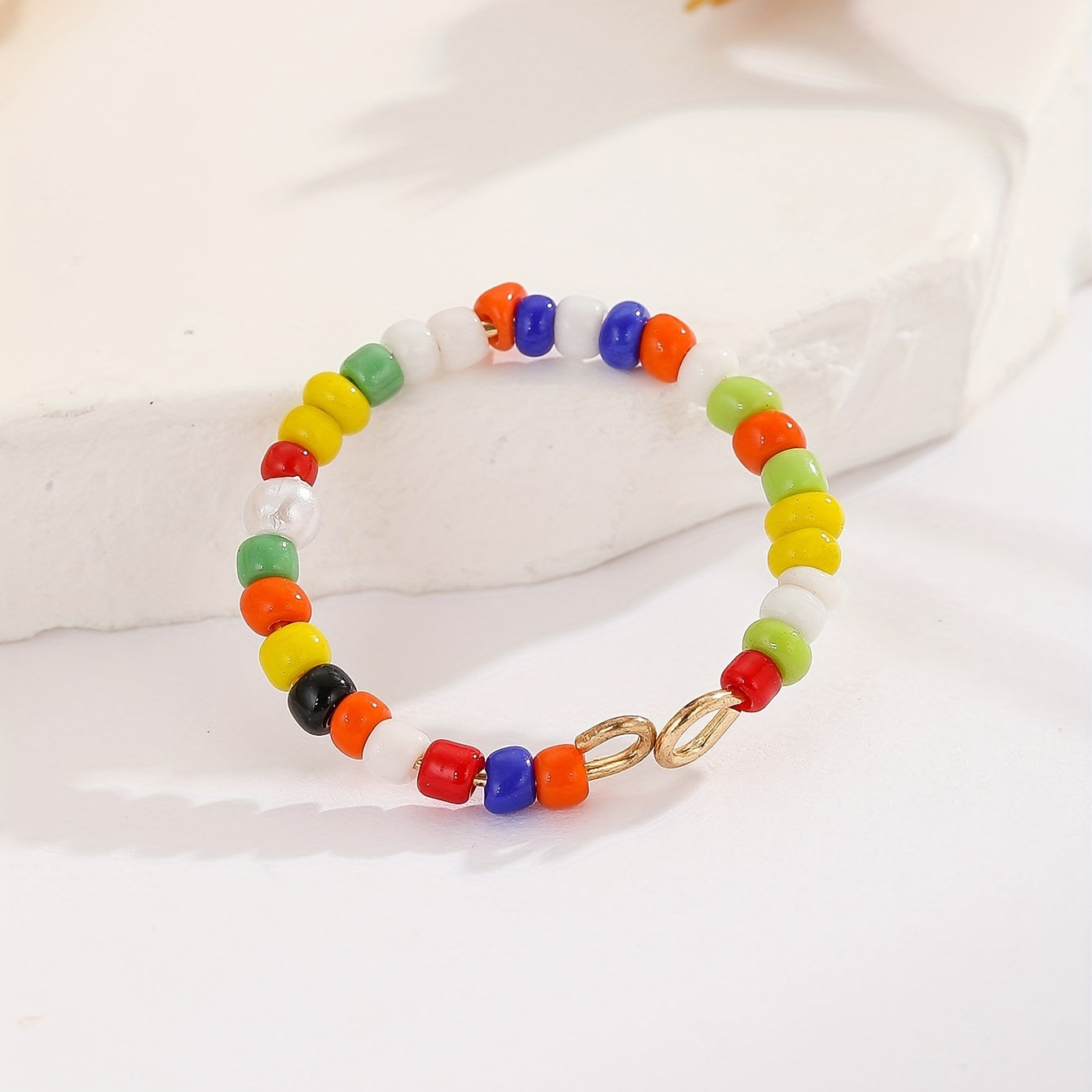 Boho Colorful Beads Ring 18k Plated Summer Vacation Decor