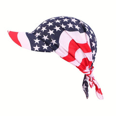Flag Print Head Scarf Hat UV Protection Sun Visor Cap