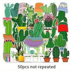 50pcs Cactus Waterproof Stickers for Water Bottles Laptop Scrapbook Lugg