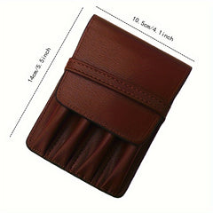 PU Leather 4 Slots Pen Case Office School Supplies Pouch Creative Gift