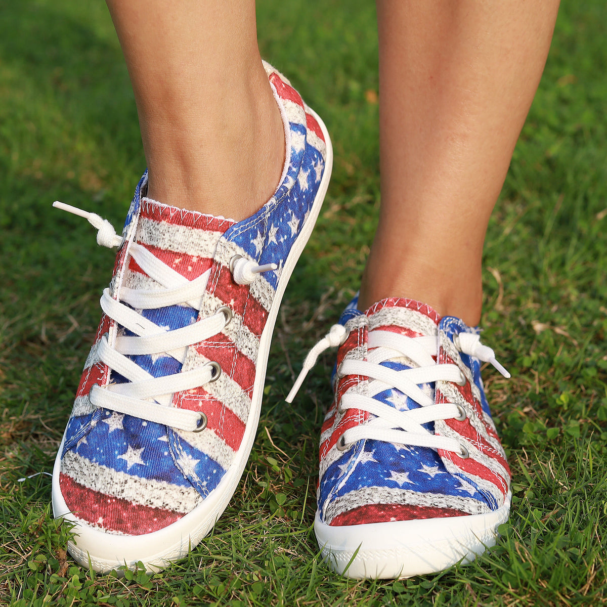 Women's Flag Pattern Canvas Shoes Low Top Flat Sneakers