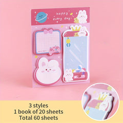 60sheets Special Shaped Sticky Notes Creative Cartoon Message Stickers