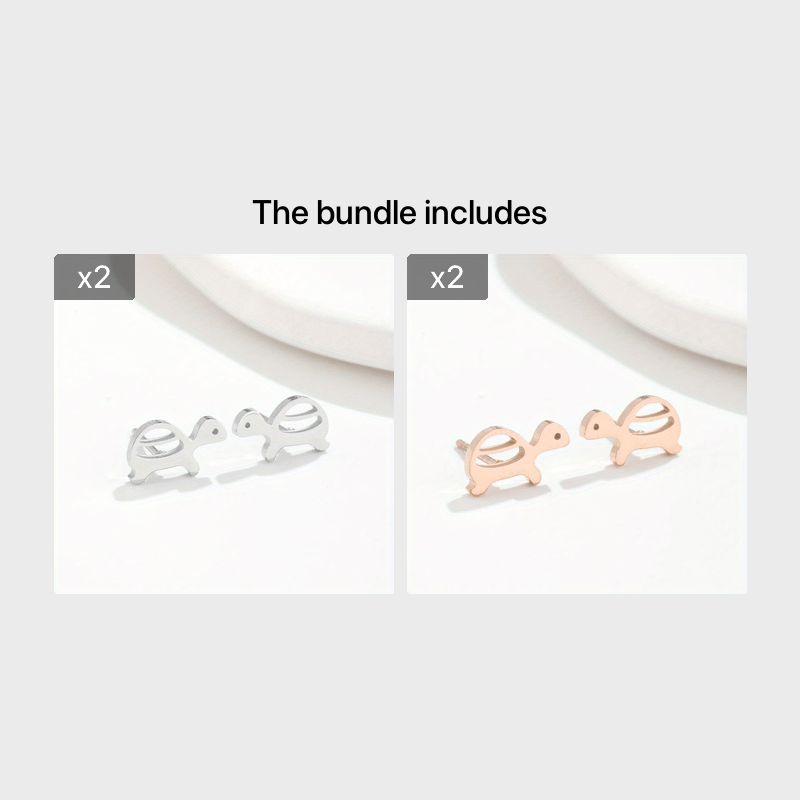 2pcs Men's Stainless Steel Mini Turtle Earrings