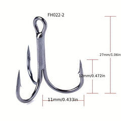 20pcs High Carbon Steel Treble Fishing Hooks Sizes 2-14 Saltwater & Freshwater