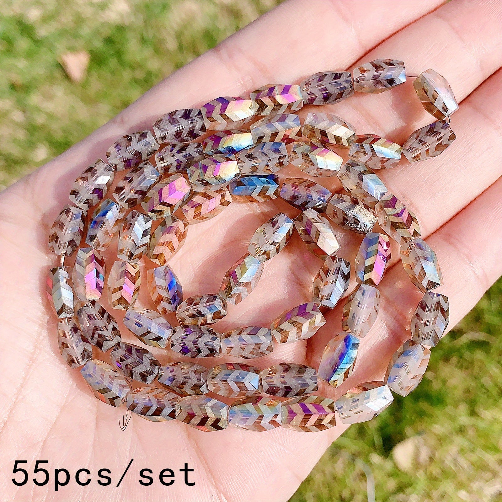 55pcs AB Plated Crystal Beads Frosted Glass Spacer Beads for DIY Bracelet