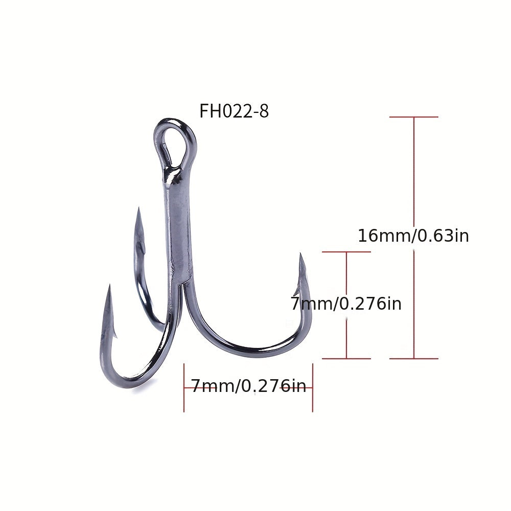 20pcs High Carbon Steel Treble Fishing Hooks Sizes 2-14 Saltwater & Freshwater