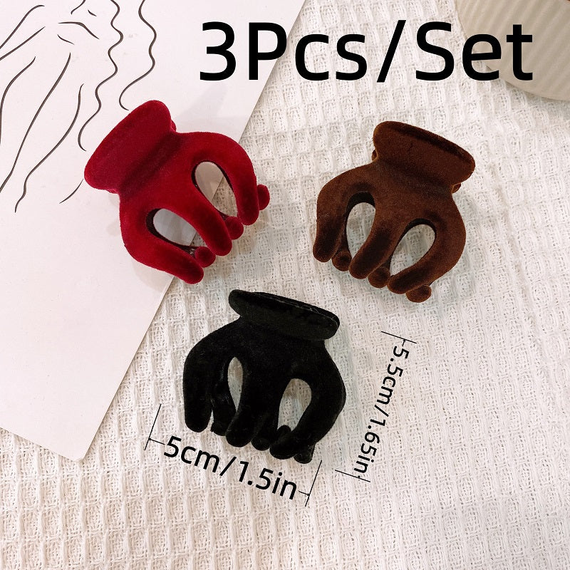Fall Winter Flocking Pumpkin Hair Claw Clip Strong Grip 3pcs