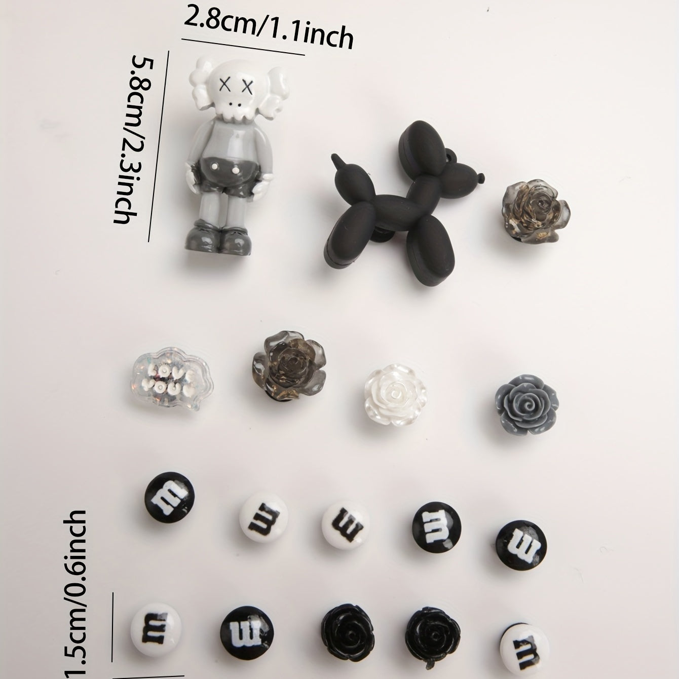 17pcs Cartoon & Flower Shoe Charms Resin Accessories