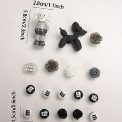 17pcs Cartoon & Flower Shoe Charms Resin Accessories