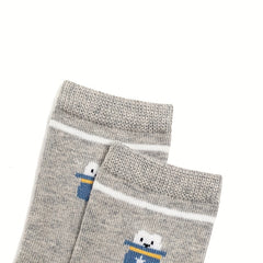 Kids Knee High Cartoon Pattern Cotton Socks - Pack of 5