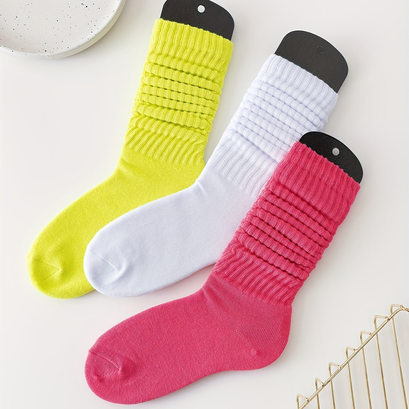 3 Pairs Slouch Crew Socks Cozy & Breathable Women's Stockings