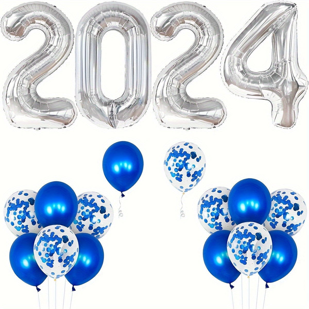20pcs Year Theme Party Balloons Set, Number Balloons, Dark Sequin Balloons