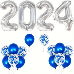 20pcs Year Theme Party Balloons Set, Number Balloons, Dark Sequin Balloons