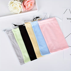 Microfiber Sunglasses Bag Drawstring Dustproof Soft Eyewear Container