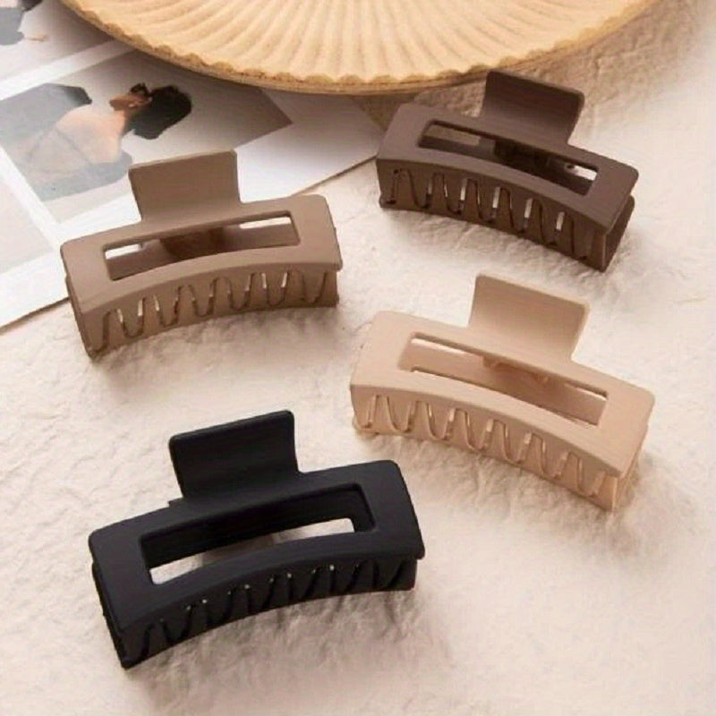 4pcs Hollow Rectangle Hair Claw Solid Shark Claw Hair Accessories