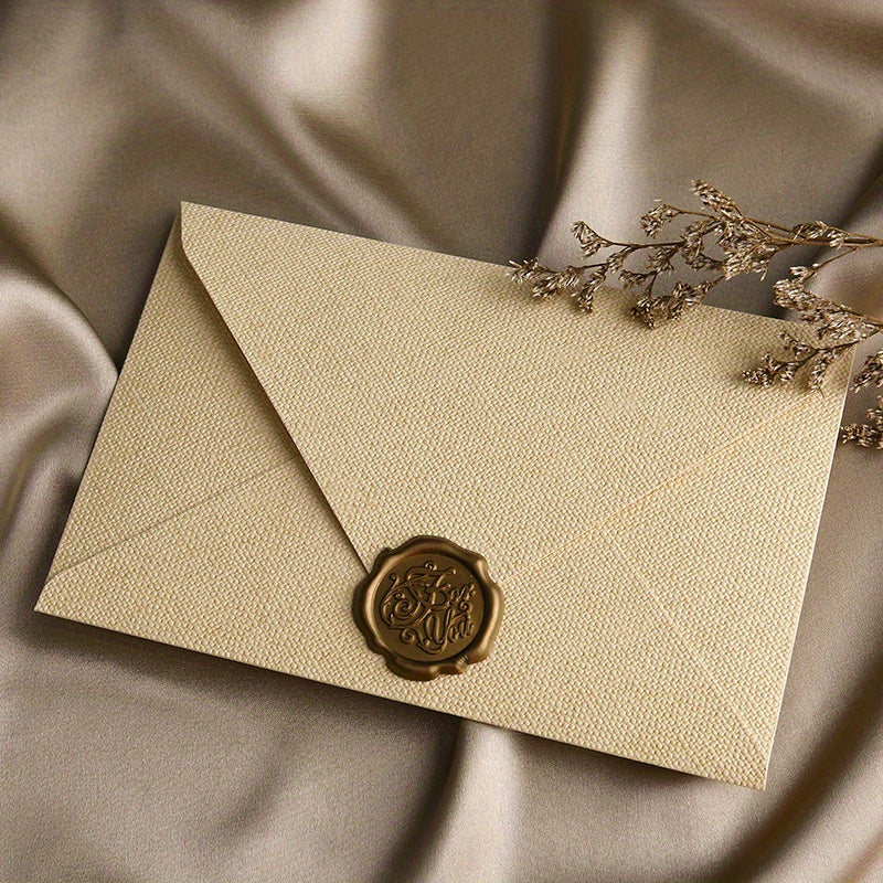 2pcs Linen Textured Paper Envelope Greeting Card Set