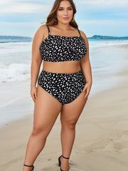 Polka Dot Plus Size Bikini Set - Square Neck Bra & Panty Swimsuit