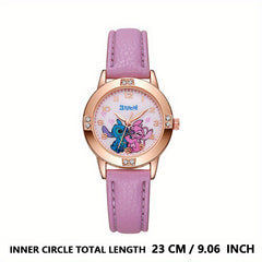 Stitch Digital Watch Pink Strap Golden Case Birthday Gift Student Prize
