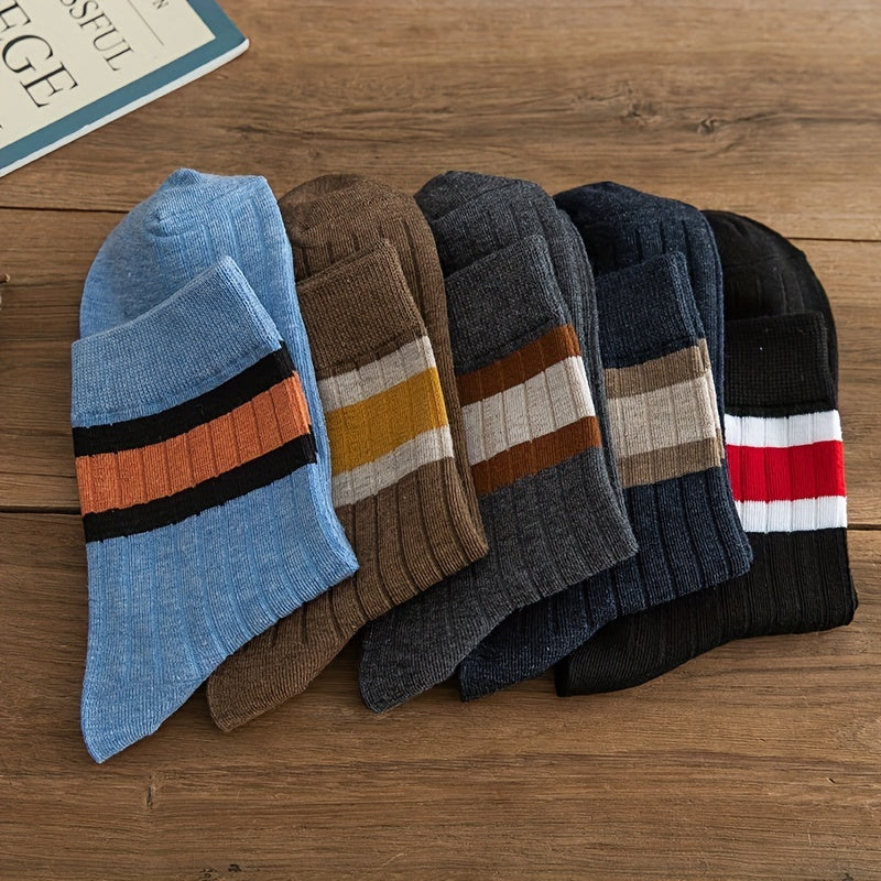 Colorblock Striped Socks Women's Stockings, 5 Pairs