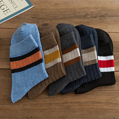 Colorblock Striped Socks Women's Stockings, 5 Pairs