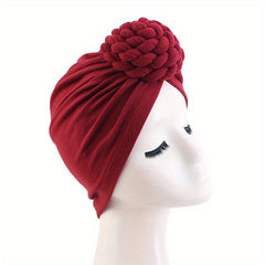 Braided Knotted Turban Cap Head Wrap Bandana Stretchy Beanie Hat