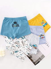 4pcs Boys Teen Cartoon Print Boxer Briefs Clothes