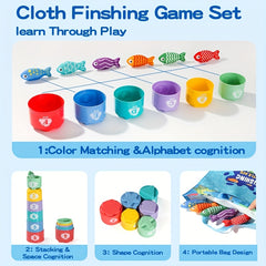 Colorful 3D Fishing Toys Set for Kids with Rod and Fish