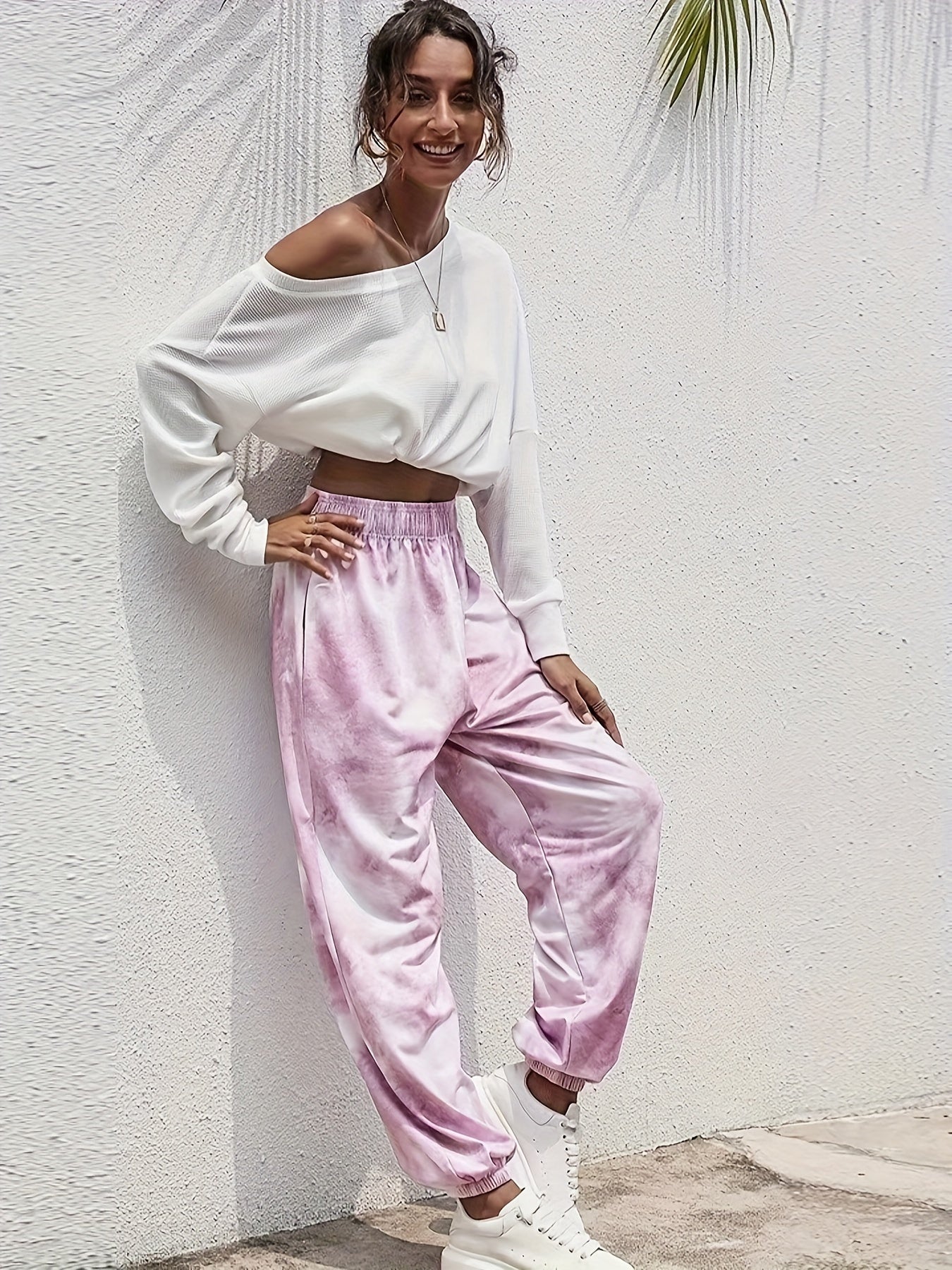 Women's Plus Tie Dye High Rise Jogger Trousers