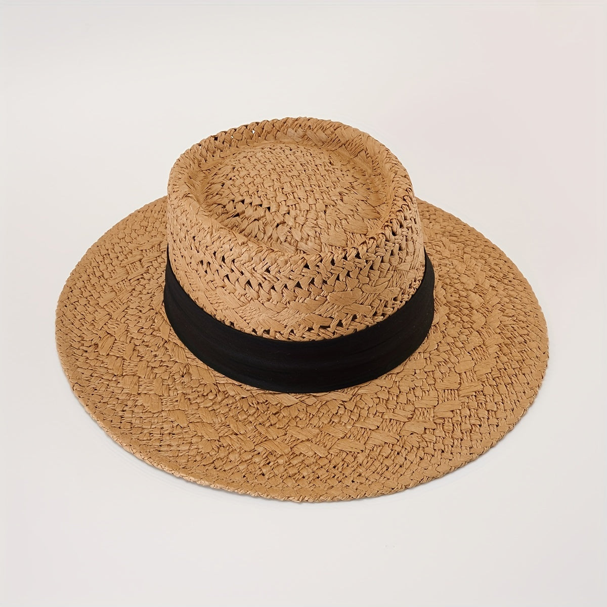 Straw Hat UV Protection Flat Brim Beach Vacation Top Hat