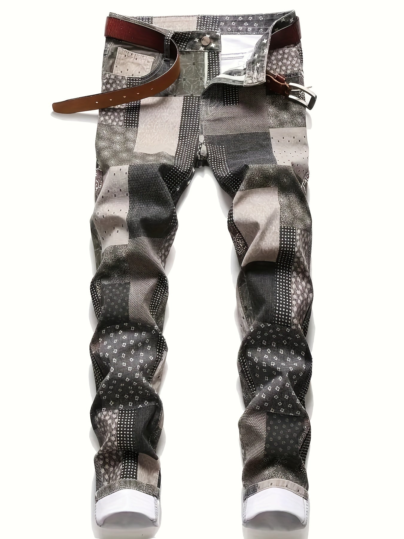 Boys Colorful Stitching Jeans Slim Fit Washed Denim Pants