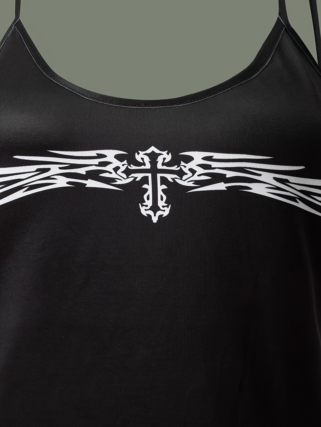 Cross Pattern Cami Top Crew Neck Sleeveless Top