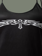 Cross Pattern Cami Top Crew Neck Sleeveless Top