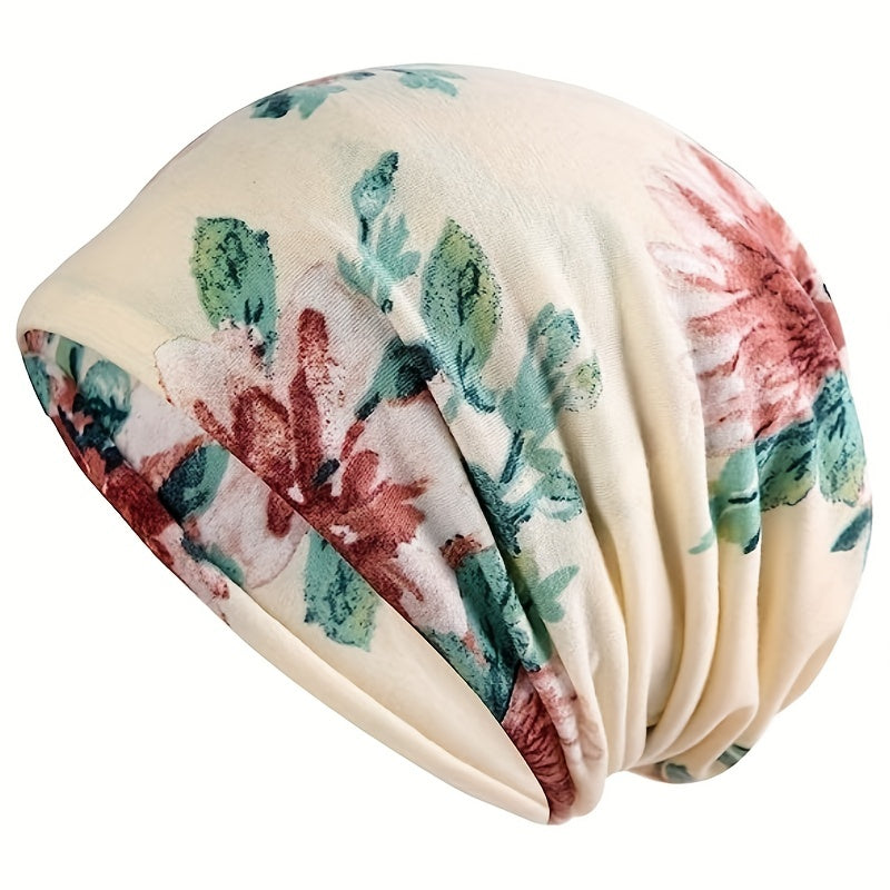 Flower Print Beanie Lightweight Skull Hat Chemo Cap Turban Hats