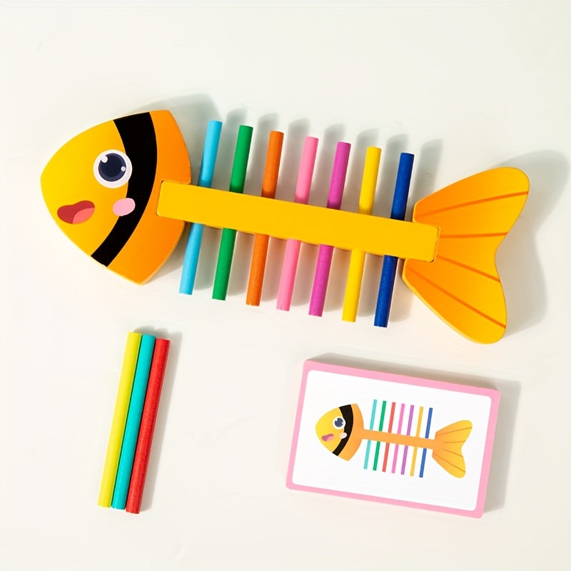 Wooden Fishbone Sorting Game Toy for Kids - Educational Puzzle