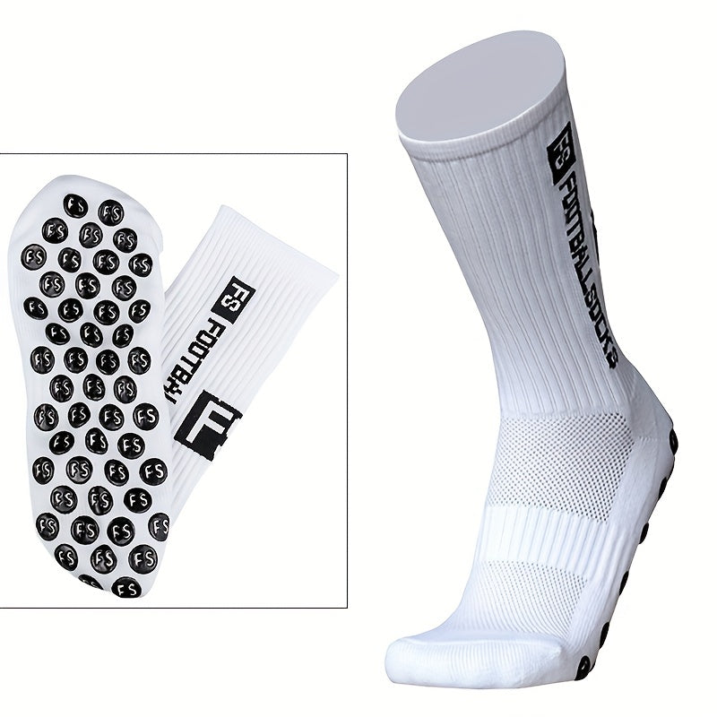 3 Pairs Breathable Soccer Socks, Letter Pattern, Non-slip, Mid-calf