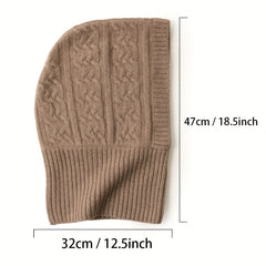 Cashmere Ribbed Knit Hat Warm Soft Balaclava Winter Hoodie Hats