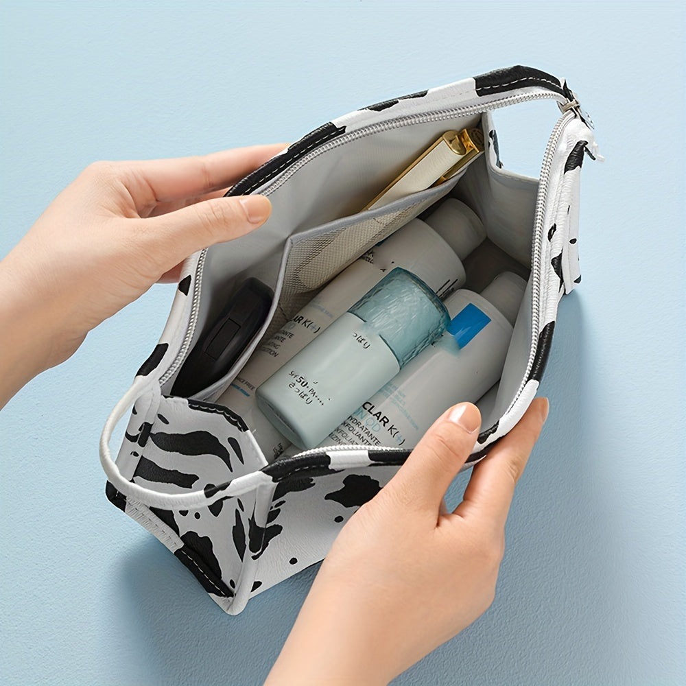 Milk Pattern Portable Makeup Bag