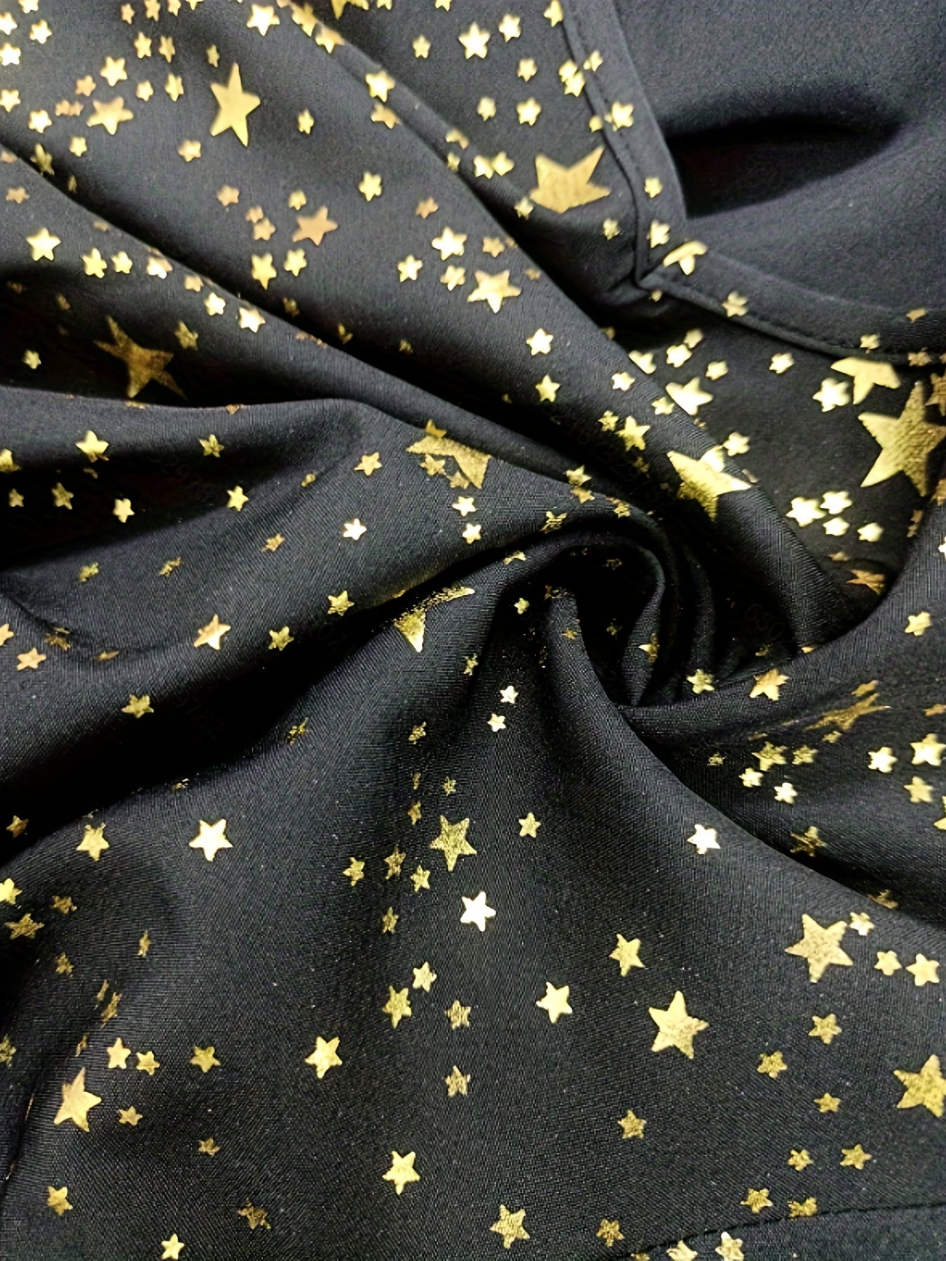 V-Neck Golden Star Print Dress