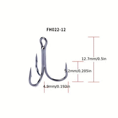 20pcs High Carbon Steel Treble Fishing Hooks Sizes 2-14 Saltwater & Freshwater