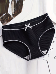 3pcs Ribbed Bow Tie Briefs Soft & Comfy Panties