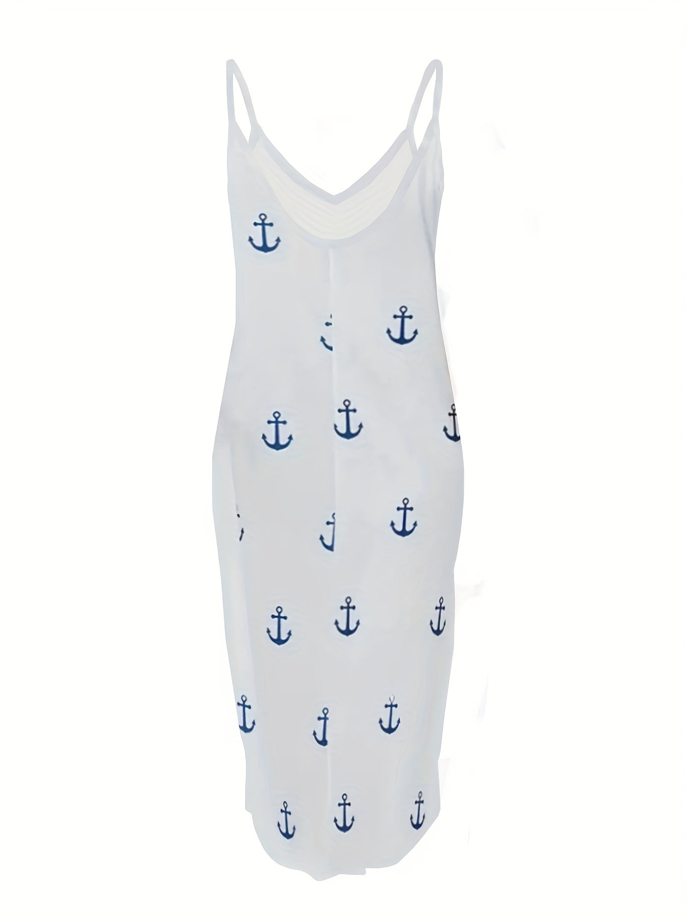  Anchor Print V Neck Stretch Cami Dress