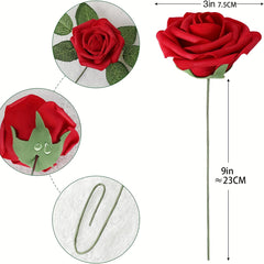 25pcs Real Touch Burgundy Rose Arrangement for Home Wedding Office Cafe Decor