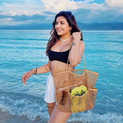 Large Capacity Mesh Beach Tote Bag Travel Swimming Storage Toiletry Bag