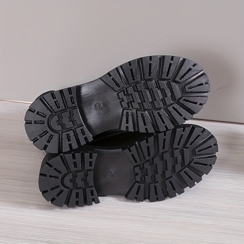 Women's Studded Platform Boots Chunky Heel Combat Shoes